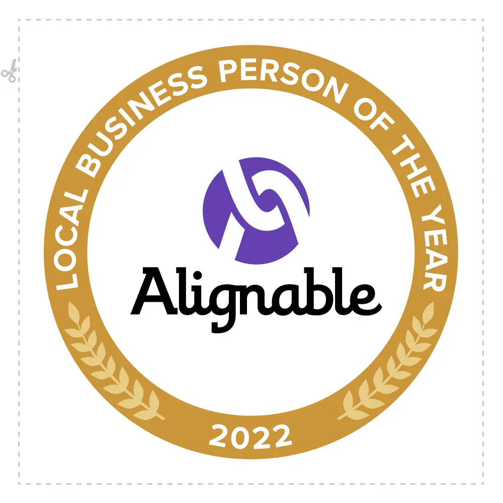This professional accolade graphic highlights local business recognition, community standing, or localized networking milestones achieved by the firm's leadership team.