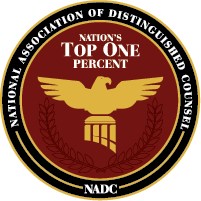 Logo of the National Association of Distinguished Judges featuring a stylized gavel and scales of justice.