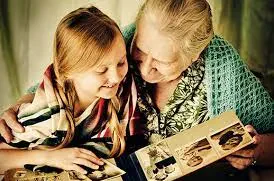 A girl with her grandmother