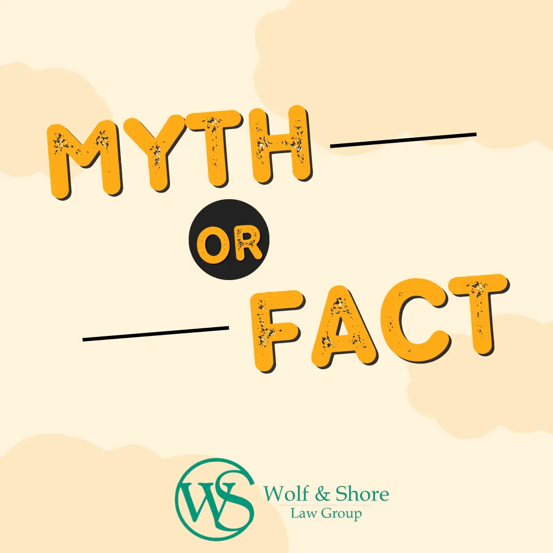 A large graphic displays the text "MYTH OR FACT" in a stylized, bold, textured orange font with black underlines against a light beige background.